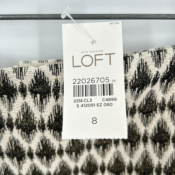 Loft Women's Black & White Print Zipper Back Skirt Size 8 - Picture 4 of 11